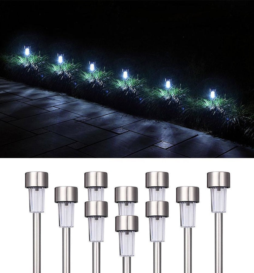 Luminária Para Jardim de Led Way Prata Led com Painel Solar