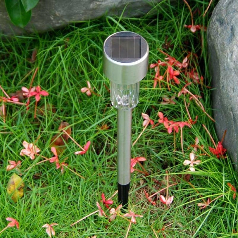 Luminária Para Jardim de Led Way Prata Led com Painel Solar