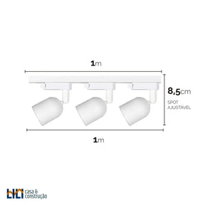 Trilho 3 Spots Led Bivolt 27w 3000k Preto