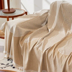 Manta de Sofá Linho Misto Estilo Escandinavo Bege