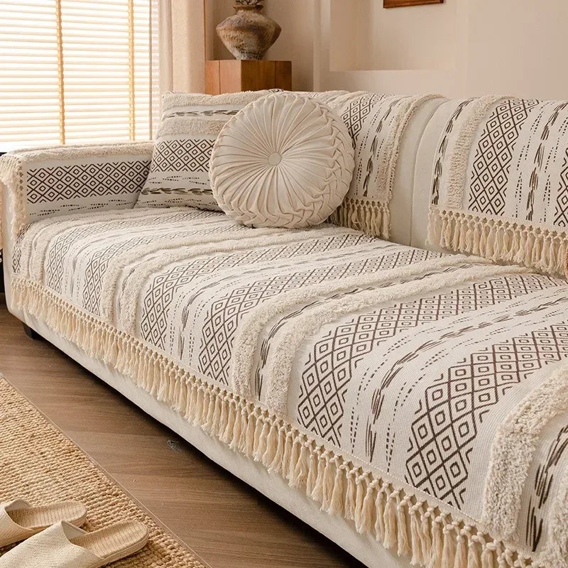 Manta Protetora Estilo Nórdico com Franjas Design 3D