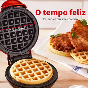 Mini Máquina de Waffles Elétrica Portátil