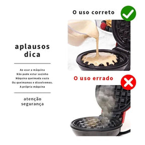 Mini Máquina de Waffles Elétrica Portátil