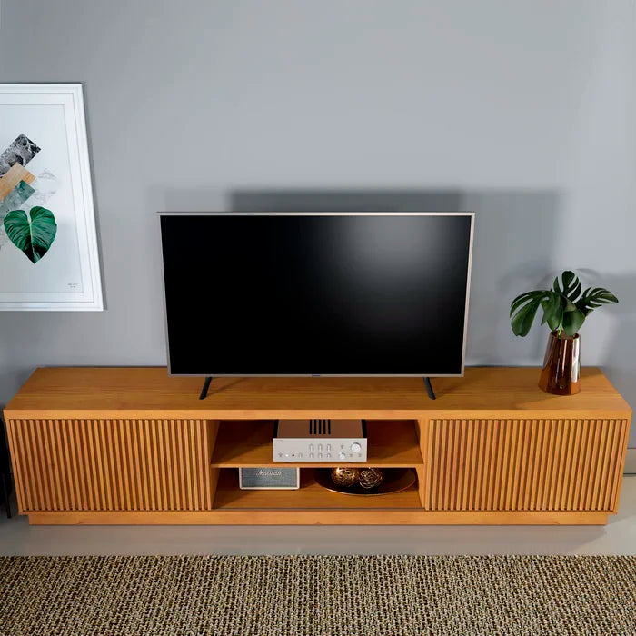 Rack para TV até 85 Polegadas 100% MDF Ripado 2 Portas Pequin