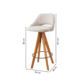 Kit 2 Banquetas Giratórias Estofadas com Encosto Nude