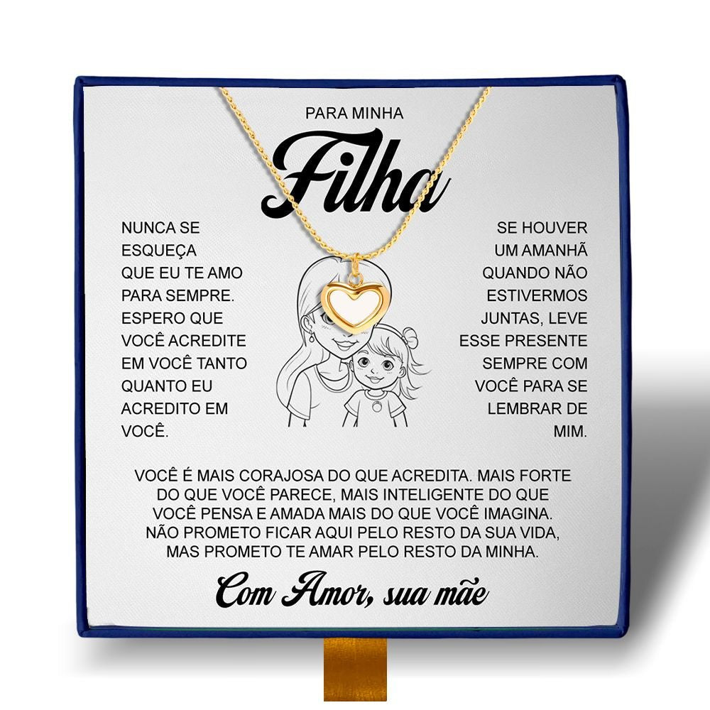 Para Minha Filha - Colar Coração Pérola Banhado a Ouro 18k