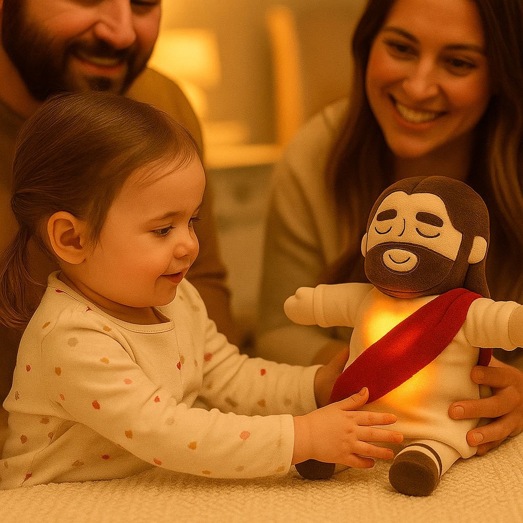 Pelúcia Menino Jesus que Respira e Acalma a Alma