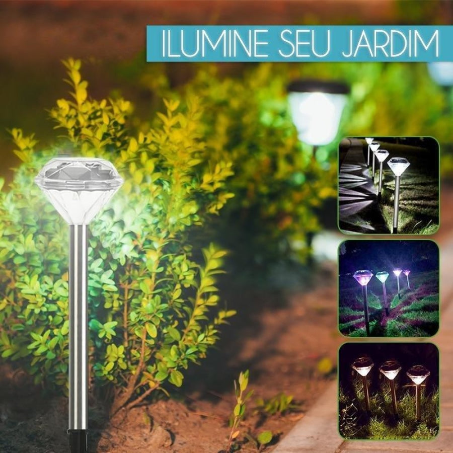 Refletor Luminária Holofote Precious Led com Painel Solar