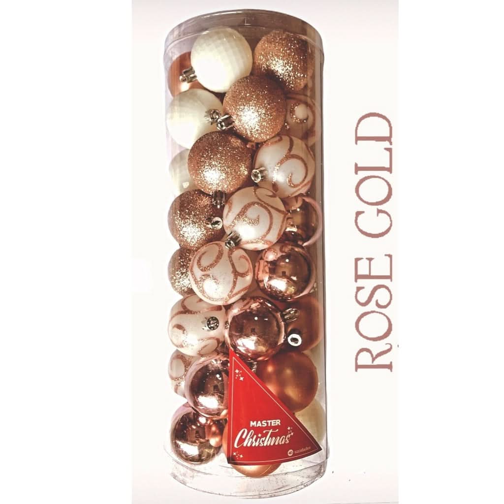 40 Bolas De Natal 5cm Sortidas Master Christmas Vermelha/rose