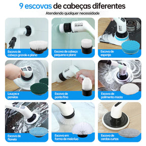 Escova Elétrica Recarregável 9 Em 1 Limpeza - Azzary