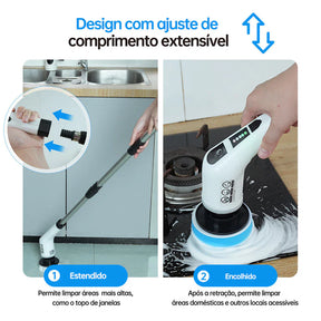 Escova Elétrica Recarregável 9 Em 1 Limpeza - Azzary