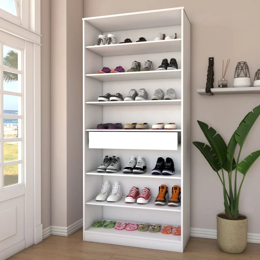 Armário Baixo Office Premium de Madeira Carvalho e Detalhes Brancos