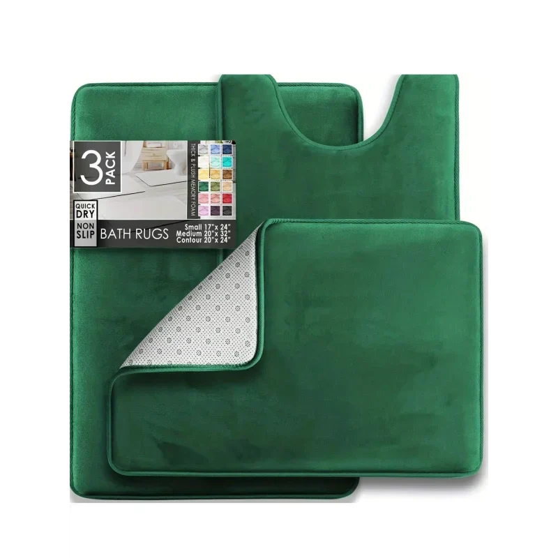 Tapetes Premium de Banheiro de Veludo Antiderrapante com Forro Espumado