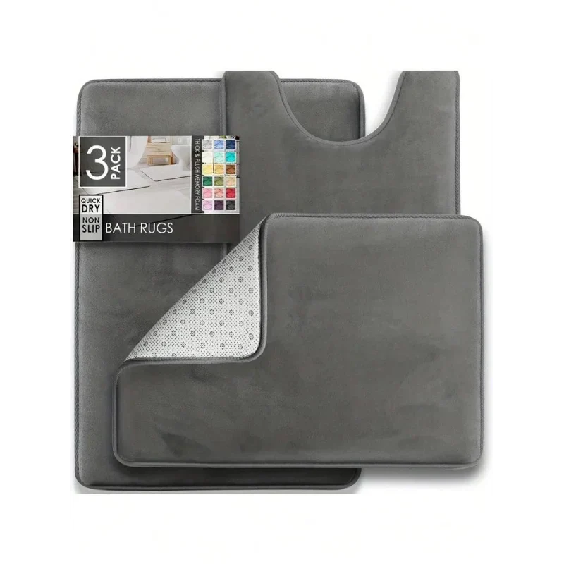 Tapetes Premium de Banheiro de Veludo Antiderrapante com Forro Espumado